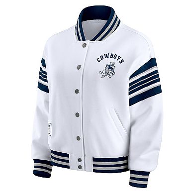 Women's WEAR by Erin Andrews White Dallas Cowboys Plus Size Full-Snap Fleece Sweatshirt Jacket