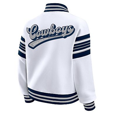 Women's WEAR by Erin Andrews White Dallas Cowboys Plus Size Full-Snap Fleece Sweatshirt Jacket