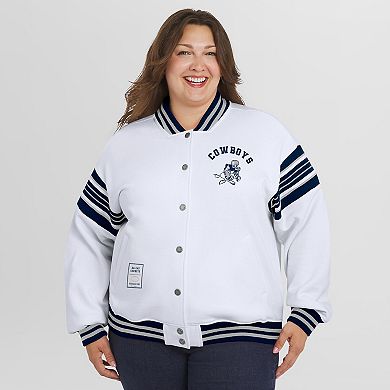 Women's WEAR by Erin Andrews White Dallas Cowboys Plus Size Full-Snap Fleece Sweatshirt Jacket