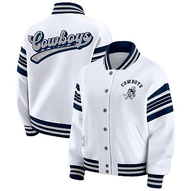 Women's WEAR by Erin Andrews White Dallas Cowboys Plus Size Full-Snap Fleece Sweatshirt Jacket