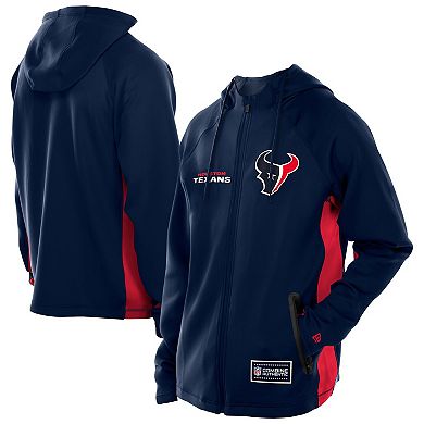 Men's New Era Navy Houston Texans Combine Authentic Raglan Scuba Full-Zip Hoodie