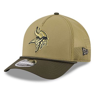 Youth New Era Green/Dark Green Minnesota Vikings 2025 Salute to Service 9FORTY A-Frame Adjustable Hat