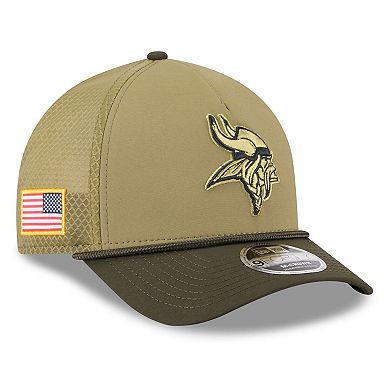 Youth New Era Green/Dark Green Minnesota Vikings 2025 Salute to Service 9FORTY A-Frame Adjustable Hat