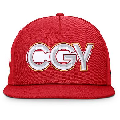 Men's Fanatics Red Calgary Flames Authentic Pro Rink Team Code Snapback Hat