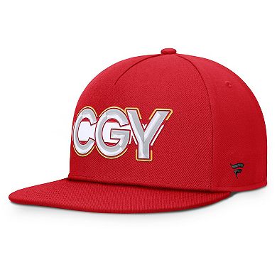 Men's Fanatics Red Calgary Flames Authentic Pro Rink Team Code Snapback Hat