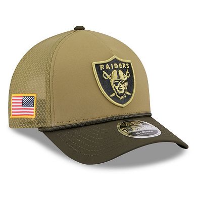Youth New Era Green/Dark Green Las Vegas Raiders 2025 Salute to Service 9FORTY A-Frame Adjustable Hat