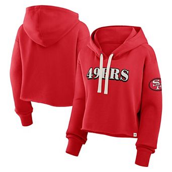 Women's Fanatics Scarlet San Francisco 49ers Oversized Hometown Heritage Cropped Hoodie