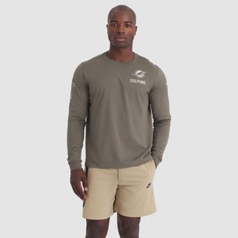 Men's Nike Olive Miami Dolphins 2025 Salute to Service Sideline Long Sleeve T-Shirt