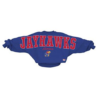 Women's Pressbox Royal Kansas Jayhawks Flannigan Oversized Dolman Pullover Sweatshirt