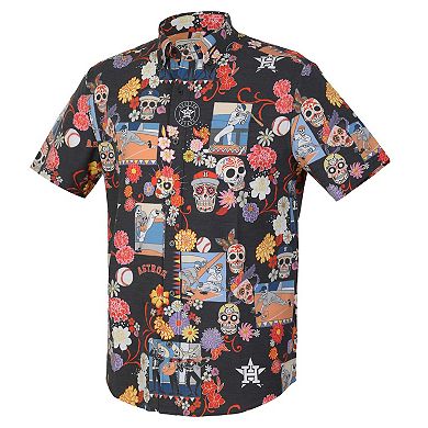 Men's Reyn Spooner Black Houston Astros Día De Los Muertos Performance Full-Button Aloha Shirt