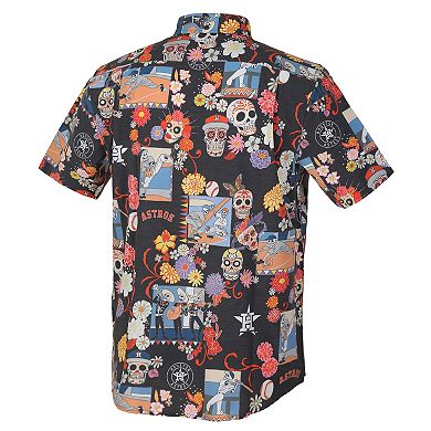 Men's Reyn Spooner Black Houston Astros Día De Los Muertos Performance Full-Button Aloha Shirt