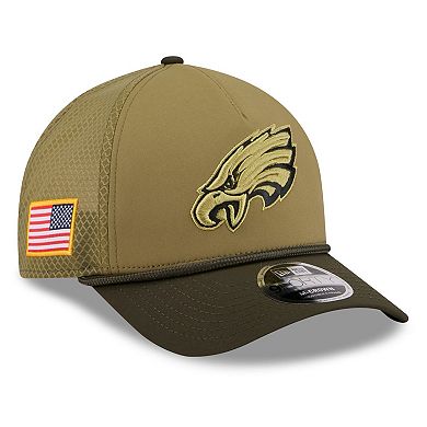 Youth New Era Green/Dark Green Philadelphia Eagles 2025 Salute to Service 9FORTY A-Frame Adjustable Hat