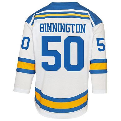Youth Jordan Binnington White St. Louis Blues Away Replica Player Jersey