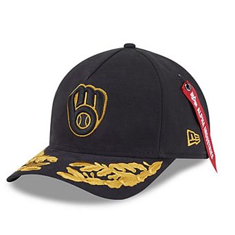 Men's New Era x Alpha Industries Black Milwaukee Brewers A-Frame 9FORTY Adjustable Hat