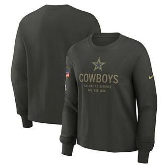 Women's Nike Dark Green Dallas Cowboys 2025 Salute to Service Sideline Dri-FIT Long Sleeve T-Shirt