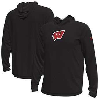 Men's Under Armour Black Wisconsin Badgers Sideline Knockout Long-Sleeve Hooded T-Shirt