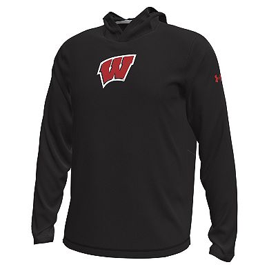 Men's Under Armour Black Wisconsin Badgers Sideline Knockout Long-Sleeve Hooded T-Shirt