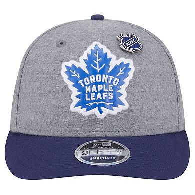 Men's New Era Gray/Blue Toronto Maple Leafs Wool Pin Low Profile 9FIFTY Snapback Hat