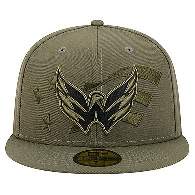 Men's New Era Olive Washington Capitals Military Appreciation Flag 59FIFTY Fitted Hat