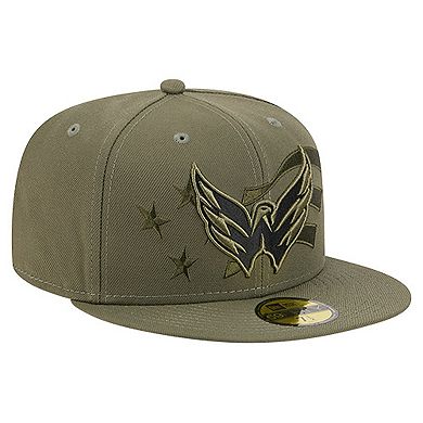 Men's New Era Olive Washington Capitals Military Appreciation Flag 59FIFTY Fitted Hat