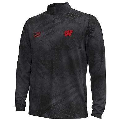 Men's Under Armour Black Wisconsin Badgers Freedom Collection ArmorFuse Half-Zip Top
