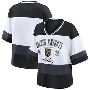 Women's WEAR by Erin Andrews Grey/White Vegas Golden Knights Football T-Shirt