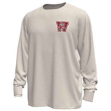 Men's Under Armour Cream Wisconsin Badgers Throwback Motion Heavyweight Long Sleeve T-Shirt