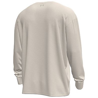 Men's Under Armour Cream Wisconsin Badgers Throwback Motion Heavyweight Long Sleeve T-Shirt