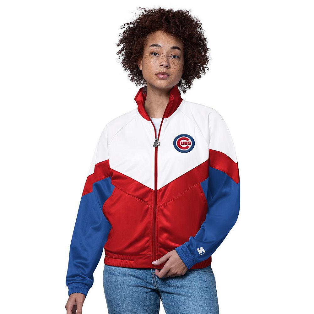Women's Starter White/Red Chicago Cubs Teamwork Raglan Full-Zip