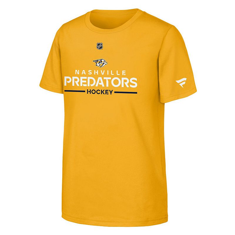 Youth Fanatics Gold Nashville Predators Authentic Pro Wordmark T-Shirt, Boy's,