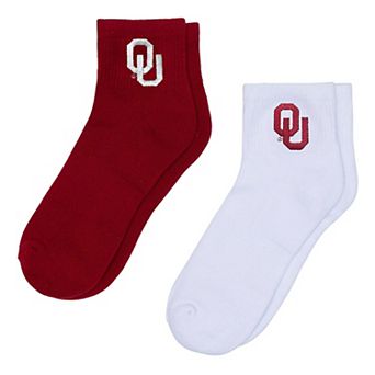 Women's ZooZatz White/Crimson Oklahoma Sooners Two-Pack Quarter-Length Socks