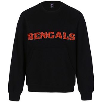 Women's Cuce Black Cincinnati Bengals Chenille Jeweled Sweatshirt