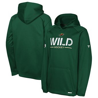 Youth Fanatics Green Minnesota Wild Authentic Pro Rink Raglan Hoodie