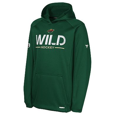 Youth Fanatics Green Minnesota Wild Authentic Pro Rink Raglan Hoodie
