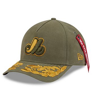 Men's New Era x Alpha Industries Olive Montreal Expos A-Frame 9FORTY Adjustable Hat