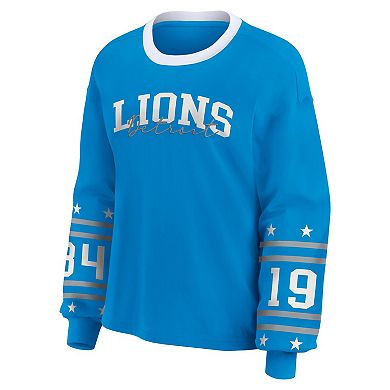 Women's WEAR by Erin Andrews Blue Detroit Lions Plus Size Sport Long-Sleeve T-Shirt