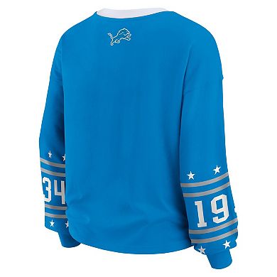 Women's WEAR by Erin Andrews Blue Detroit Lions Plus Size Sport Long-Sleeve T-Shirt