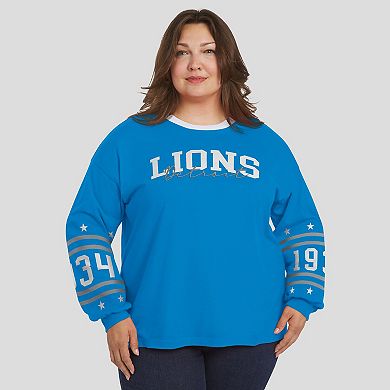 Women's WEAR by Erin Andrews Blue Detroit Lions Plus Size Sport Long-Sleeve T-Shirt