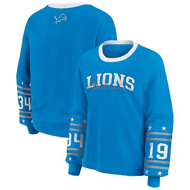 Women's WEAR by Erin Andrews Blue Detroit Lions Plus Size Sport Long-Sleeve T-Shirt