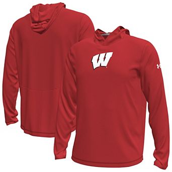 Men's Under Armour Red Wisconsin Badgers Sideline Knockout Long-Sleeve Hooded T-Shirt