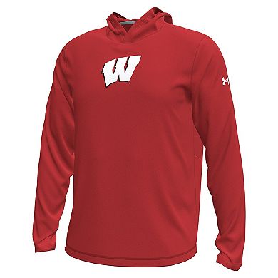Men's Under Armour Red Wisconsin Badgers Sideline Knockout Long-Sleeve Hooded T-Shirt