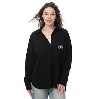 Women's ZooZatz Black Georgia Bulldogs Stretch Woven Button-Up Shirt
