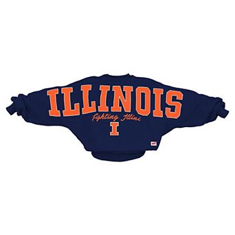 Women's Pressbox Navy Illinois Fighting Illini Flannigan Oversized Dolman Pullover Sweatshirt