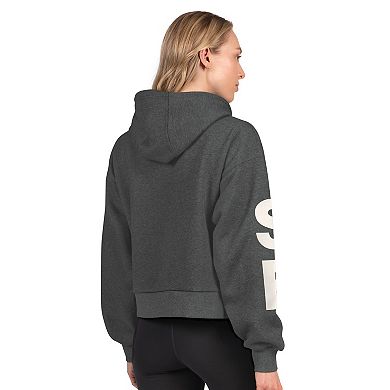 Women's Starter Heather Charcoal San Francisco 49ers Star Player Cropped Fleece Pullover Hoodie