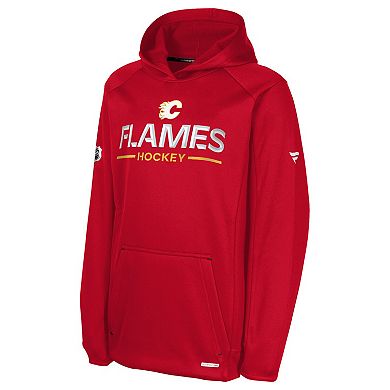 Youth Fanatics Red Calgary Flames Authentic Pro Rink Raglan Hoodie