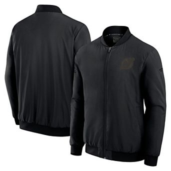 Men's Fanatics Black New Jersey Devils Authentic Pro Road Lightweight Full-Zip Bomber Jacket