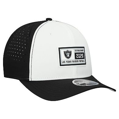 Men's New Era White/Black Las Vegas Raiders Established Patch 9SEVENTY Adjustable Hat