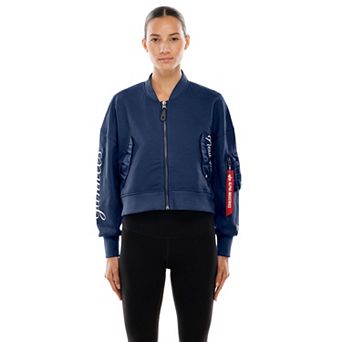 Women's New Era x Alpha Industries Navy New York Yankees Cropped Full-Zip Jacket