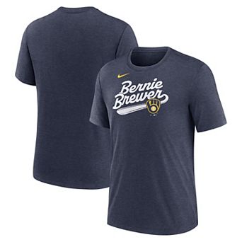 Men's Nike Heather Navy Milwaukee Brewers Mascot Slide Tri-Blend T-Shirt