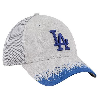 Men's New Era Gray Los Angeles Dodgers Visor Paint Splatter 39THIRTY Flex Hat